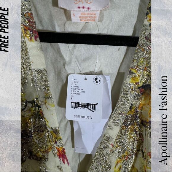 FREE PEOPLE BY ROCOCO SANDS METALLIC FLORAL PRINT MINI DRESS NWT - Picture 5 of 12